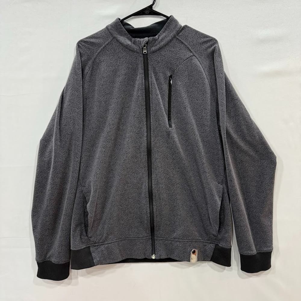 Adidas Mens Grey Textured Full Zip Track Jacket Mock Neck Size M Performance